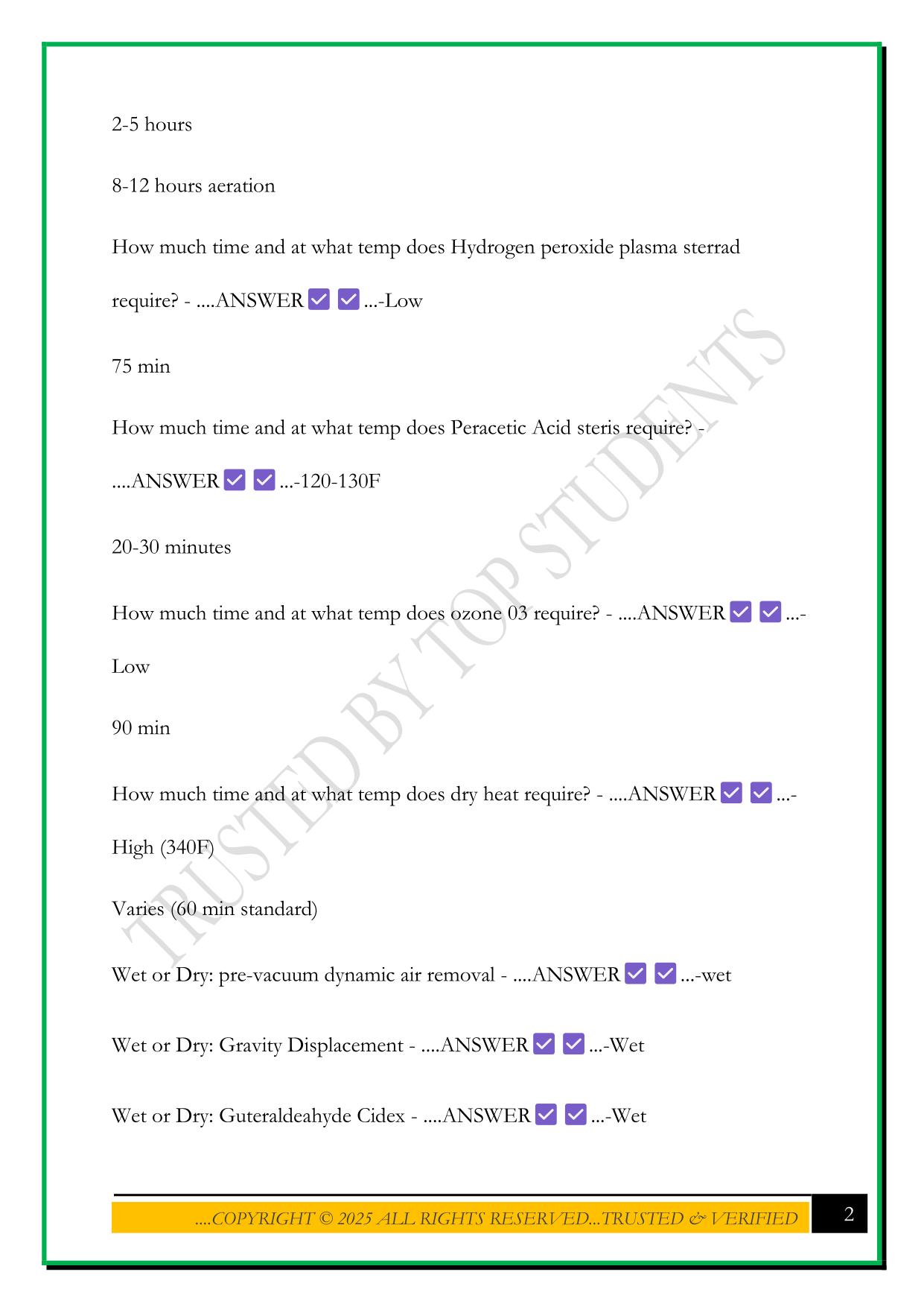 CNOR Sterile Processing EXAM 2025 Questions and Answers