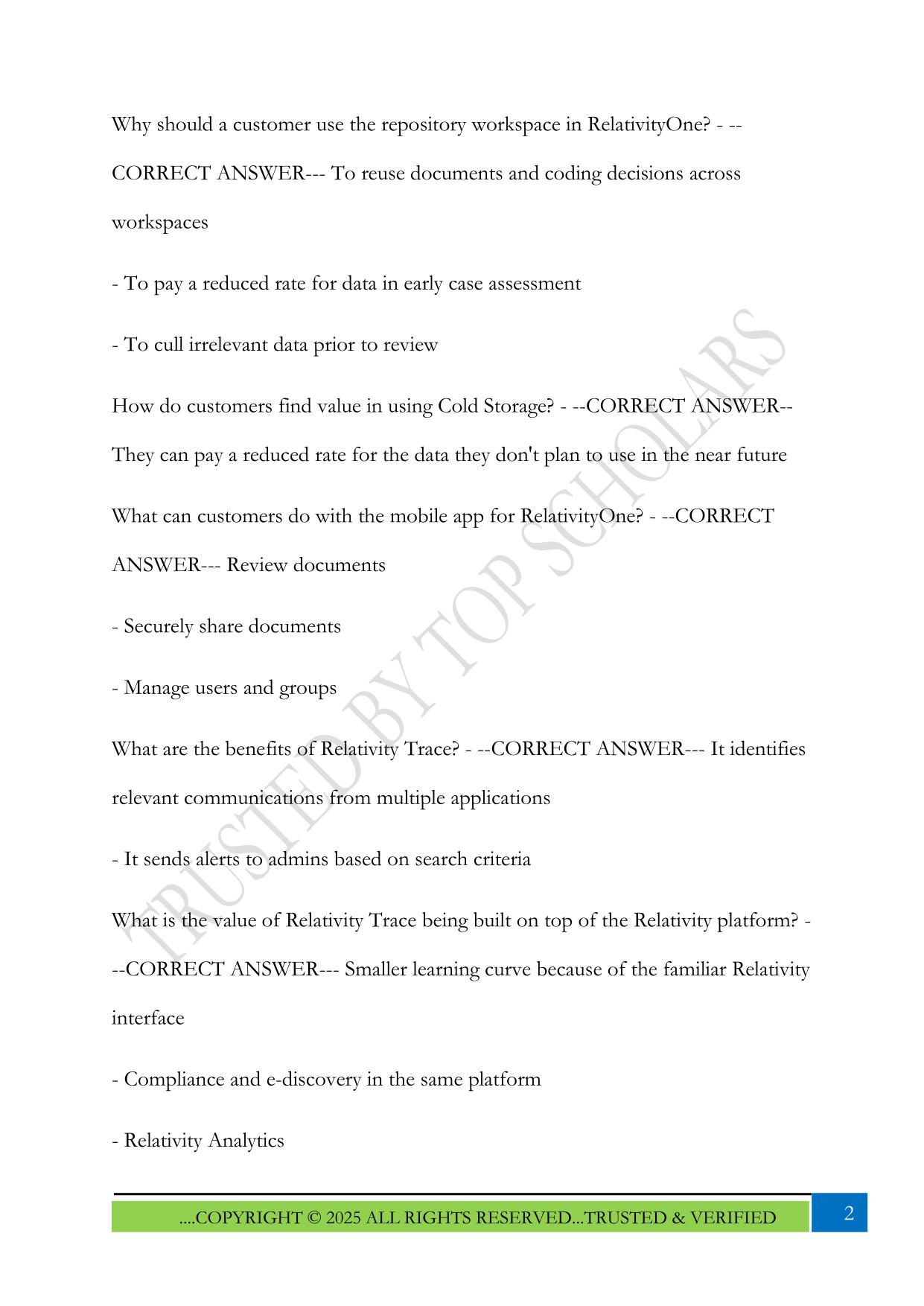Relativity Certified Sales Pro (Juniper) Exam 2025 Questions and Answers