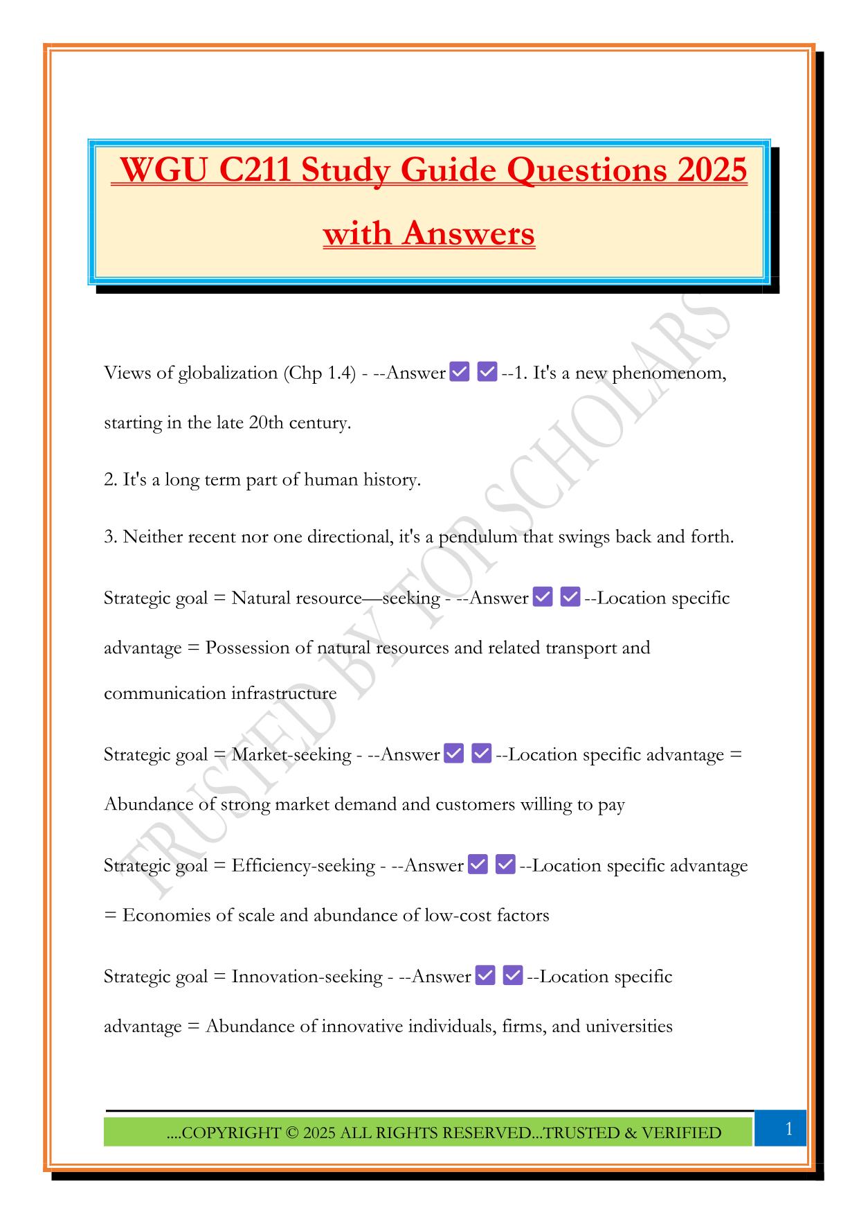 WGU C211 Study Guide Questions 2025 with Answers