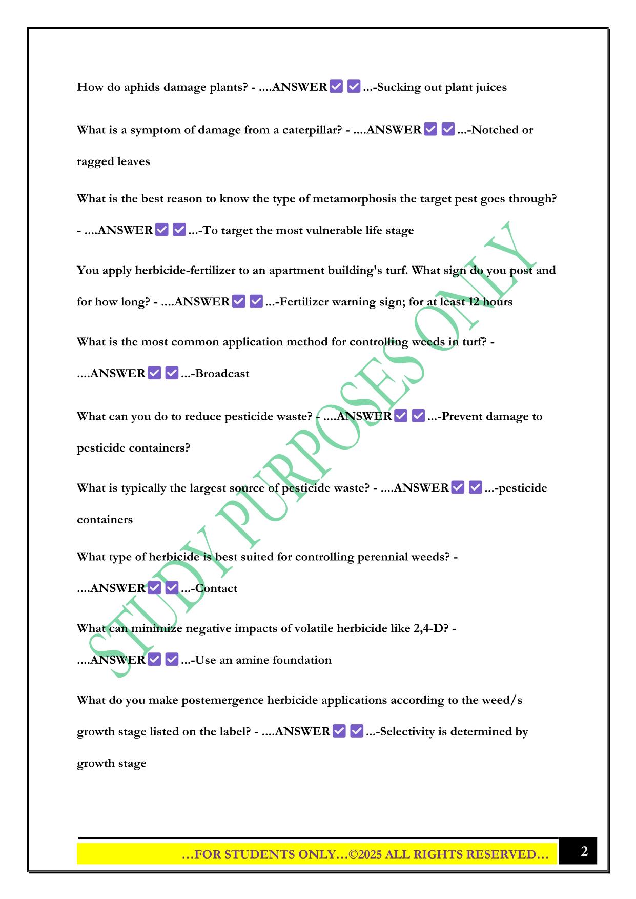 Turf & landscape 3.0 Exam 2025 Questions and Answers