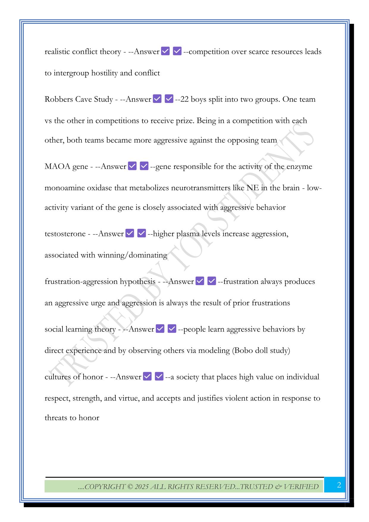 PSYC3402 Final Exam 2025 Questions and Answers